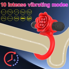 SMT4655 - Vòng đeo dương vật bông hoa hồng có 10 chế độ dài 80mm