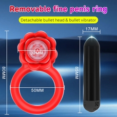 SMT4655 - Vòng đeo dương vật bông hoa hồng có 10 chế độ dài 80mm