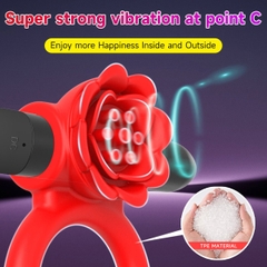 SMT4655 - Vòng đeo dương vật bông hoa hồng có 10 chế độ dài 80mm