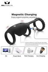 SMT4711 - Vòng đeo dương vật silicon kích thích 3 điểm tích hợp đèn led