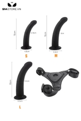 SMT475 - Dương vật giả silicon kèm đai đeo lọt khe dài 13cm màu đen
