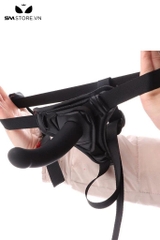 SMT475 - Dương vật giả silicon kèm đai đeo lọt khe dài 13cm màu đen