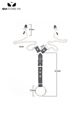 SMT4765 - Kẹp ngực thiết kế dạng chữ Y mix vòng tròn lớn nối dây da