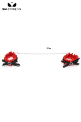 SMT4780 - Còng tay SM đen đỏ họa tiết nơ và trái tim dài 37cm