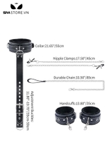 SMT4850 - Bộ cố định tư thế họa tiết viền trắng vòng cổ mix còng tay và kẹp ti