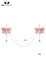 SMT4944 - Kẹp núm vú gắn nơ đính chân mèo dài 46cm có nút chỉnh