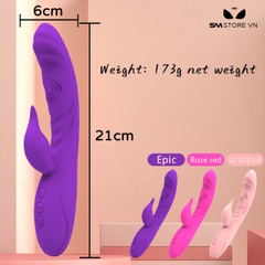 SMT5003 - Máy rung 2 đầu tai thỏ và đầu dương vật dài 21cm sạc điện