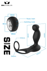 SMT5026 - Vòng rung dương vật mix butt plug điều khiển từ xa và sạc điện