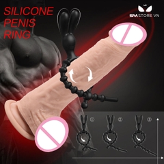 SMT5058 - Vòng rung tình yêu tai thỏ silicon với chuỗi hạt tròn nối nhau