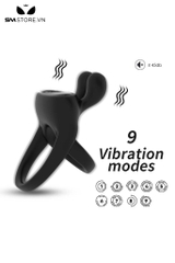 SMT5063 - Vòng đeo dương vật rung hình tai thỏ có 9 chế độ và sạc điện