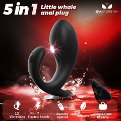 SMT5109 - Máy rung hậu môn silicon hình con cá voi kèm sốc điện