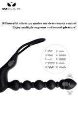 SMT5175 - Anal beads mix vòng đeo gốc dương vật điều khiển từ xa