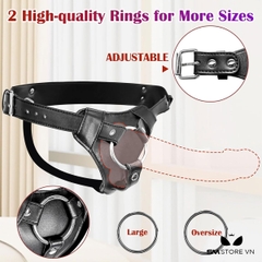 SMT5208 - Đai đeo dương vật giả da PU có 3 vòng thay được nhiều size cu