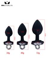 SMT5255 - Butt plug silicon phần đế hình hoa mận mix vòng kéo