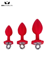 SMT5255 - Butt plug silicon phần đế hình hoa mận mix vòng kéo