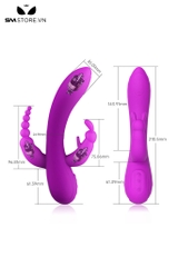 SMT5286 - Máy rung tai thỏ 3 đầu có 12 chế độ mix anal bead dài 21cm