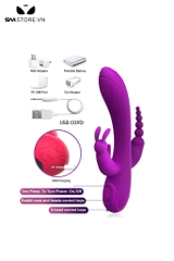 SMT5286 - Máy rung tai thỏ 3 đầu có 12 chế độ mix anal bead dài 21cm