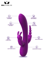 SMT5286 - Máy rung tai thỏ 3 đầu có 12 chế độ mix anal bead dài 21cm