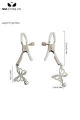 SMT731 - Kẹp ti hình bướm gắn chuông màu trắng dài 8.5cm