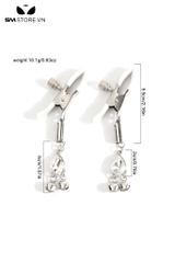 SMT733 - Kẹp ti thiết kế gắn kèm cặp chuông nhỏ màu trắng dài 9.5cm