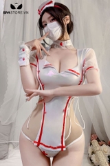 SMS889 - Cosplay y tá áo ngủ xẻ tà khoét ngực buộc dây 2 bên sườn