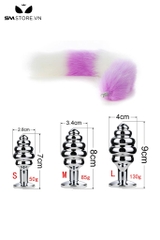 SMT047 - butt plug cosplay đuôi cáo 4 khúc với phích hình xoắn ốc