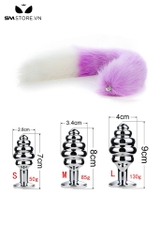 SMT046 - butt plug đuôi cáo 2 màu kèm phích xoắn ốc với 3 size