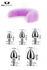 SMT040 - Đuôi cáo 1 màu phích trơn inox 5 size có thể tháo rời