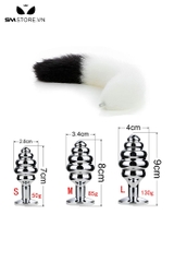 SMT046 - butt plug đuôi cáo 2 màu kèm phích xoắn ốc với 3 size