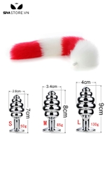 SMT047 - butt plug cosplay đuôi cáo 4 khúc với phích hình xoắn ốc