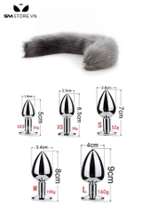 SMT040 - Đuôi cáo 1 màu phích trơn inox 5 size có thể tháo rời