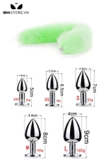 SMT040 - Đuôi cáo 1 màu phích trơn inox 5 size có thể tháo rời