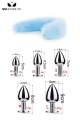 SMT040 - Đuôi cáo 1 màu phích trơn inox 5 size có thể tháo rời