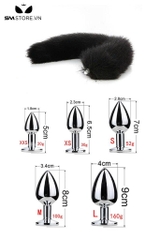 SMT040 - Đuôi cáo 1 màu phích trơn inox 5 size có thể tháo rời