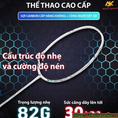 Vợt cầu lông Kumpoo K520 Pro chính hãng check NFC, khung Carbon Fiber, trọng lượng 82g, công thủ toàn diện