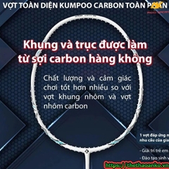 Vợt cầu lông Kumpoo K520 Pro chính hãng check NFC, khung Carbon Fiber, trọng lượng 82g, công thủ toàn diện