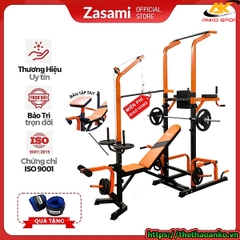 Giàn tạ đa năng kết hợp xà đơn xà kép Zasami 8215 - Kèm 50kg tạ gang, đòn 1m5 - tặng bộ tạ đeo chân