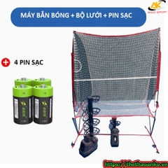 Bộ máy bắn bóng tennis, pickleball và lưới tập luyện tennis 1 mình tại nhà