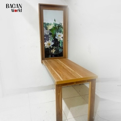 Bàn ăn gấp gọn treo tường 2 tranh 60x120cm cao 75cm Bagan MIN01 Phủ melamine màu sồi nhạt