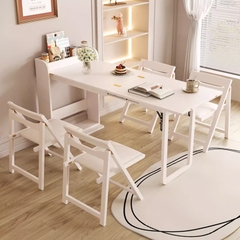 Bàn ăn xếp điều chỉnh kích cỡ, bàn thông minh xếp gọn Bagan MBG gỗ tự nhiên sơn trắng