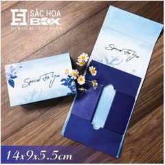 Hộp quà tặng Special for you sang trọng, hộp quà sinh nhật, hộp nắp cuộn gấp xếp màu xanh size 14x9x5.5
