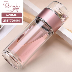 Bình Pha Trà Thuỷ Tinh Lõi Lọc 2 Lớp Chịu Nhiệt 420ML