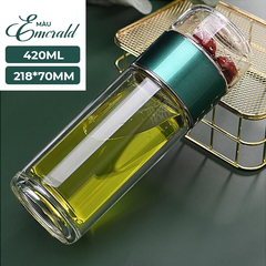 Bình Pha Trà Thuỷ Tinh Lõi Lọc 2 Lớp Chịu Nhiệt 420ML