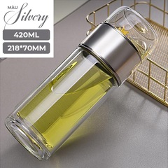 Bình Pha Trà Thuỷ Tinh Lõi Lọc 2 Lớp Chịu Nhiệt 420ML