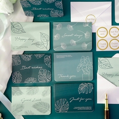 Thiệp giấy Best Wishes bìa xanh đính biểu tượng đồng kiểu Retro