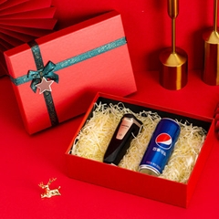Hộp Quà Giấy Kèm Túi Cao Cấp Màu Đỏ Nơ Xanh Lá Chủ Đề Giáng Sinh Noel Nhiều Size