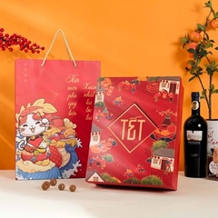 Hộp Quà Tết Kèm Túi Đựng Quà Cao Cấp Size 25x32x10cm - HQT-13