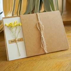 Thiệp Sinh Nhật SAHA Giấy Kraft Hoa Khô Hoa Bất Tử Thiệp Cảm Ơn Viết Tay Trang Trí Hộp Quà Tặng Sinh Nhật Nhiều Mẫu