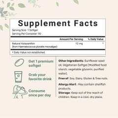 Astaxanthin 12mg, 90 softgels