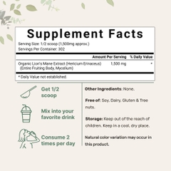 Organic Lions Mane Mushroom Supplement Powder